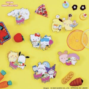 《吉伊卡哇Chiikawa ☓ 三麗鷗Sanrio Characters POP UP SHOP》超市主體 徽章別針盲盒 全6種