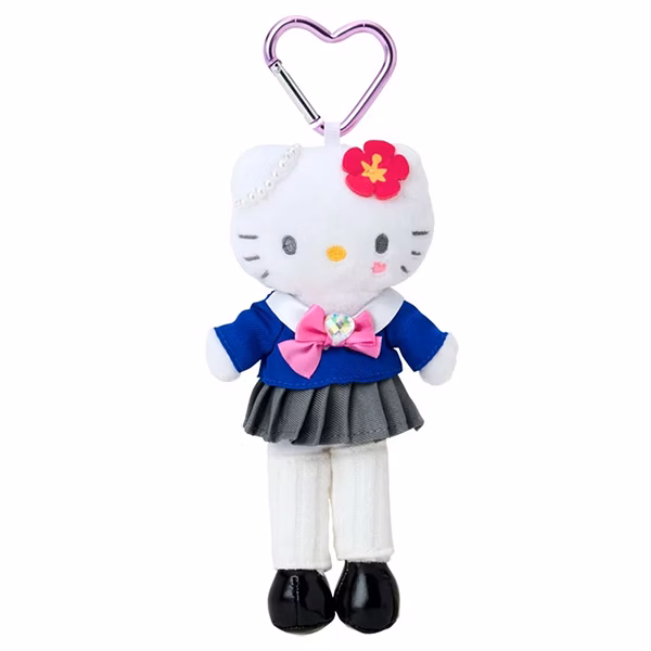 《三麗鷗Sanrio》HELLO KITTY 藍色制服 長腿造型玩偶吊飾 NO.1