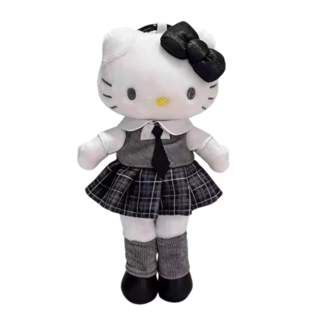 《三麗鷗Sanrio》HELLO KITTY 灰色制服 長腿造型玩偶吊飾 NO.2